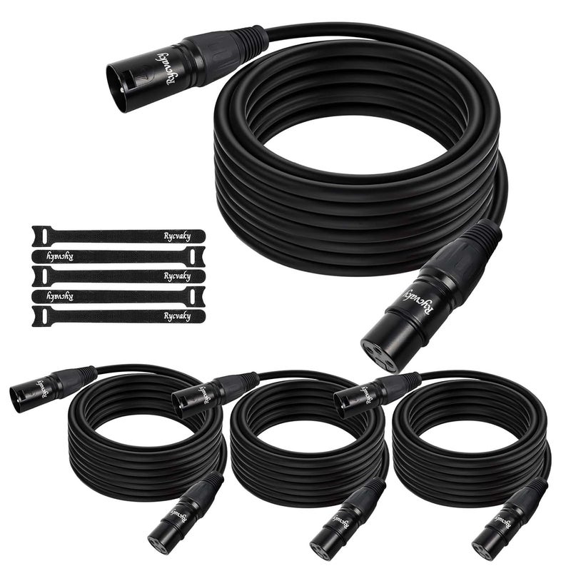 rycvaky 3 Pin Balanced DMX Cable 20ft 4 Pack, Shielded XLR Adapter Cord, DMX Stage Lighting Cable for Moving Head, Par Light, Speaker Systems, Mixer, Recording Studio - Image 1